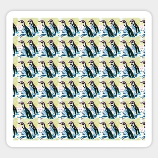 Painterly penguin repeat pattern Sticker